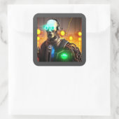 Robot 2 vierkante stickers (Tas)