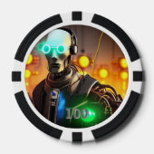 Robot 2 zwarte 100 gestreepte pokerchip (Voorkant)