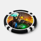Robot 2 zwarte 100 gestreepte pokerchip (Enkel)