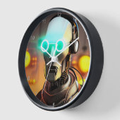 Robot 2 zwarte wandklok w nummers (Hoek)