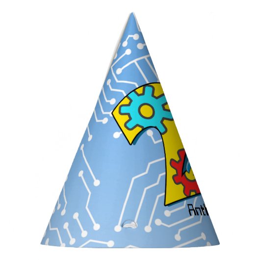 Robot 2e verjaardag op maat feesthoedjes (Links)