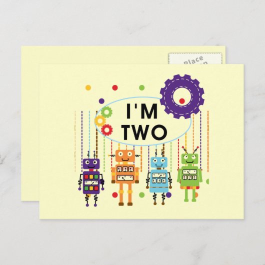 Robot 2e verjaardag tshirts en geschenken briefkaart (Voorkant / Achterkant)