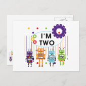 Robot 2e verjaardag tshirts en geschenken briefkaart (Voorkant / Achterkant)