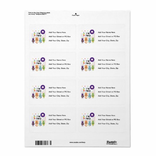 Robot 2e verjaardag tshirts en geschenken etiket (Full Sheet)