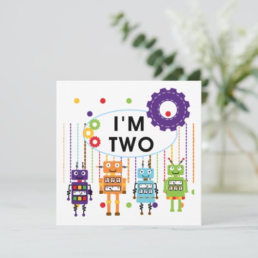 Robot 2e verjaardag tshirts en geschenken kaart (Staand voorkant)