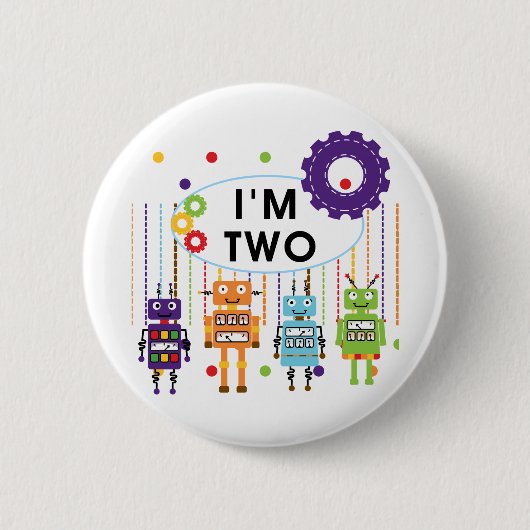 Robot 2e verjaardag tshirts en geschenken ronde button 5,7 cm (Voorkant)