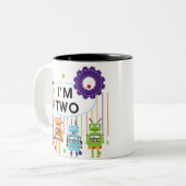 Robot 2e verjaardag tshirts en geschenken tweekleurige koffiemok (Voorkant links)