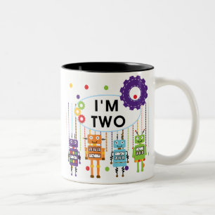 Robot 2e verjaardag tshirts en geschenken tweekleurige koffiemok