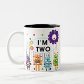 Robot 2e verjaardag tshirts en geschenken tweekleurige koffiemok (Links)