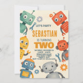 Robot 2e verjaardag uitnodiging (Voorkant)