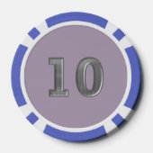Robot 3 blauw 10 gestreepte pokerchip (Achterkant)