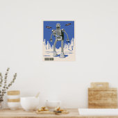  Robot 3 blauw Poster (Keuken)