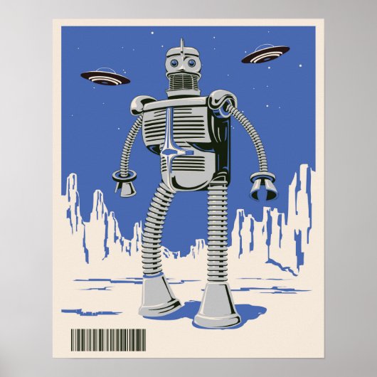  Robot 3 blauw Poster (Voorkant)
