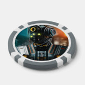 Robot 3 grijs 1 gestreepte pokerchip (Enkel)