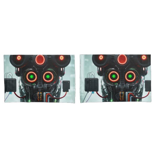 Robot 3 grijs standaard kussenslopen paar (Voorkant-Set)