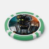 Robot 3 groene 25 gestreepte pokerchip (Enkel)