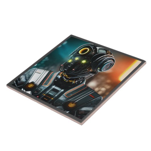 Robot 3 grote keramische tegel tegeltje (Zijkant)