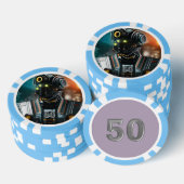 Robot 3 lichtblauw 50 gestreepte pokerchip (Opstapeling)