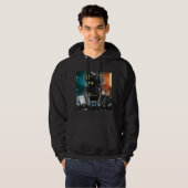 Robot 3 mannen zwart hooded sweatshirt (Voorkant volledig)