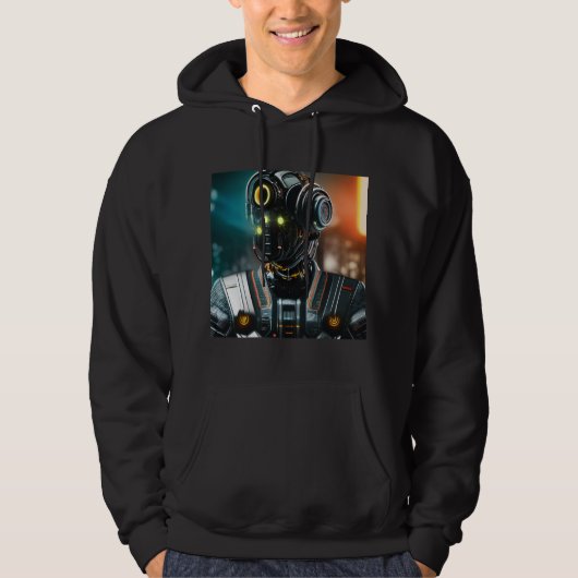 Robot 3 mannen zwart hooded sweatshirt (Voorkant)