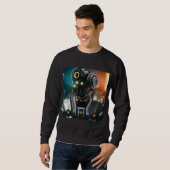 Robot 3 mannen zwart sweatshirt (Voorkant volledig)