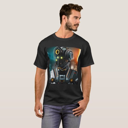 Robot 3 mannen zwart T-shirt (Voorkant volledig)