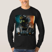 Robot 3 mannen zwart T-shirt met lange mouwen (Voorkant)
