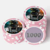 Robot 3 roze 1000 gestreepte pokerchip (Opstapeling)