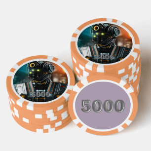 Robot 3 sinaasappel 5000 gestreepte pokerchip