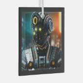 Robot 3 vierkante glazen ornament (Voorkant Rechts)