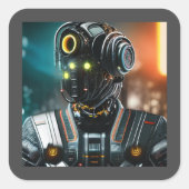 Robot 3 vierkante stickers (Voorkant)