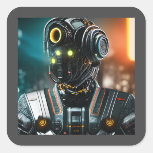 Robot 3 vierkante stickers