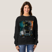 Robot 3 vrouwen zwart sweatshirt (Voorkant volledig)