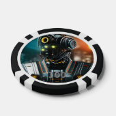Robot 3 zwart 100 gestreepte pokerchip (Enkel)