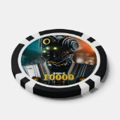 Robot 3 zwart goud 10000 gestreepte pokerchip (Enkel)