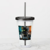Robot 3 zwarte rook acryl tumbler acryl drinkbeker (Voorkant)