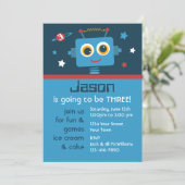 Robot 3e verjaardag - Aangepaste uitnodigingen (Staand voorkant)