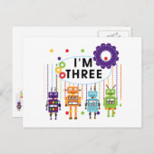 Robot 3rd Birthday T shirten en cadeaus Briefkaart (Voorkant / Achterkant)