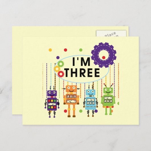 Robot 3rd Birthday T shirten en cadeaus Briefkaart (Voorkant / Achterkant)