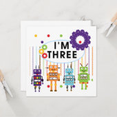 Robot 3rd Birthday T shirten en cadeaus Kaart (Voorkant / Achterkant in situ)
