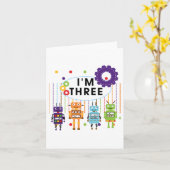 Robot 3rd Birthday T shirten en cadeaus Kaart (Gele Bloem)