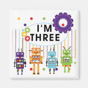 Robot 3rd Birthday T shirten en cadeaus Magneet