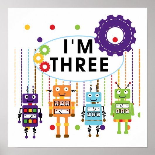Robot 3rd Birthday T shirten en cadeaus Poster (Voorkant)