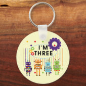 Robot 3rd Birthday T shirten en cadeaus Sleutelhanger (Voorkant)
