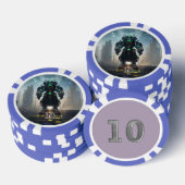 Robot 4 blauw 10 gestreepte pokerchip (Opstapeling)