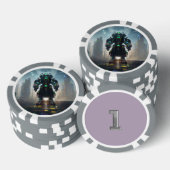 Robot 4 grijs 1 gestreepte pokerchip (Opstapeling)