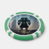 Robot 4 groene 25 gestreepte pokerchip (Enkel)