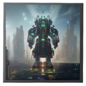 Robot 4 grote keramische tegel tegeltje (Voorkant)