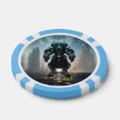 Robot 4 lichtblauw 50 gestreepte pokerchip (Enkel)