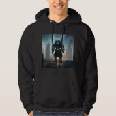 Robot 4 mannen zwart sweatshirt met capuchon (Voorkant)